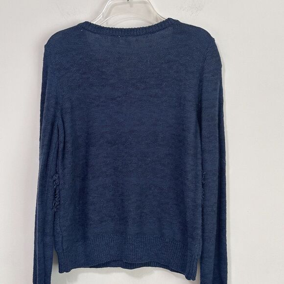 Anthropologie Moth Sweater S Bramble Textured Fringe Alpaca Blend Blue Casual - Picture 7 of 10
